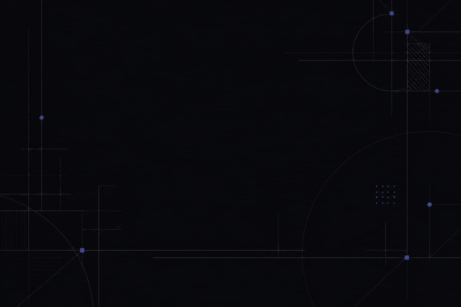 Abstract architectural blueprint marks on a dark editorial field